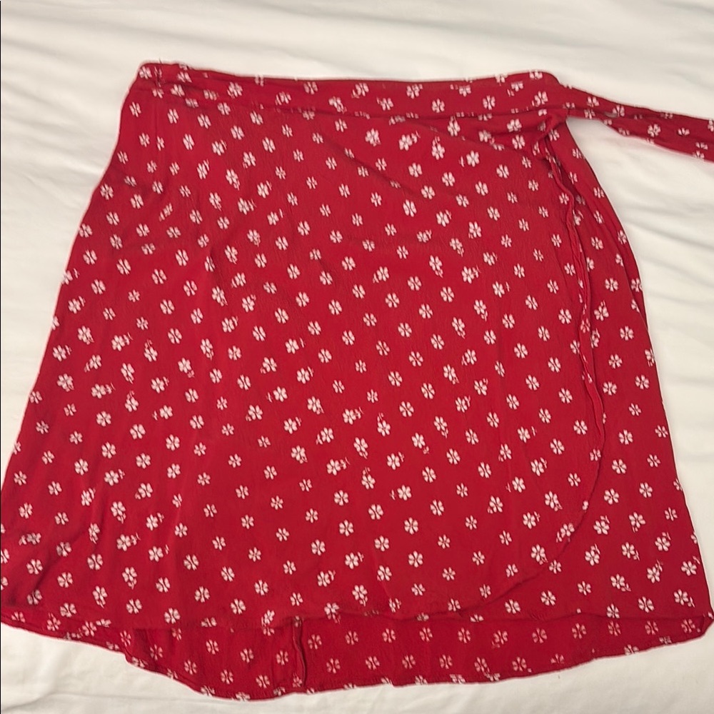 Madewell Red Wrap Mini Skirt